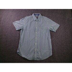 Article 365 Shirt Men Medium Green Plaid Work Short Sleeve Outdoor Causal Button
